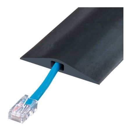 Justrite Cable Protector, 7/16 in H, 10 ft L, 3 in W, 1 Channel, Rubber, Black RFD1-10